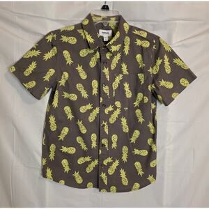 Sonoma Goods for Life Button Down Shirt Boys Large Gray w/Green Pineapples